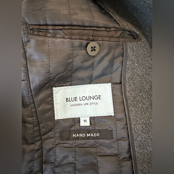 Hand Made Cashmere and Wool Men’s Blue Gray Coat Size 95 (Men Medium) - Picture 3 of 4